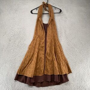Hot Topic Doctor Who Dress Womens Large Brown Sonic Screwdriver Halter Fit Flare